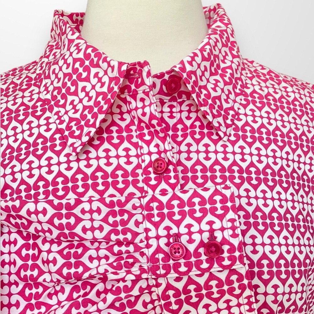 Jones New York Woman 3X Stretch Top Shirt Button Front Pink Long Sleeve NEW - Picture 7 of 9